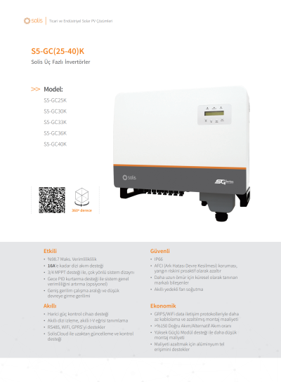 Solis 30kW Trifaze İnvertör